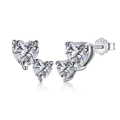 [Vera Jewelry]Double Heart-Shape Classic Princess Style Earrings