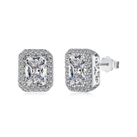 [Vera Jewelry]1.0 Carat Luxurious Dainty Emerald Cut Daily Earrings