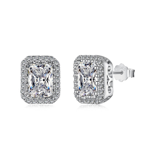[Vera Jewelry]1.0 Carat Luxurious Dainty Emerald Cut Daily Earrings