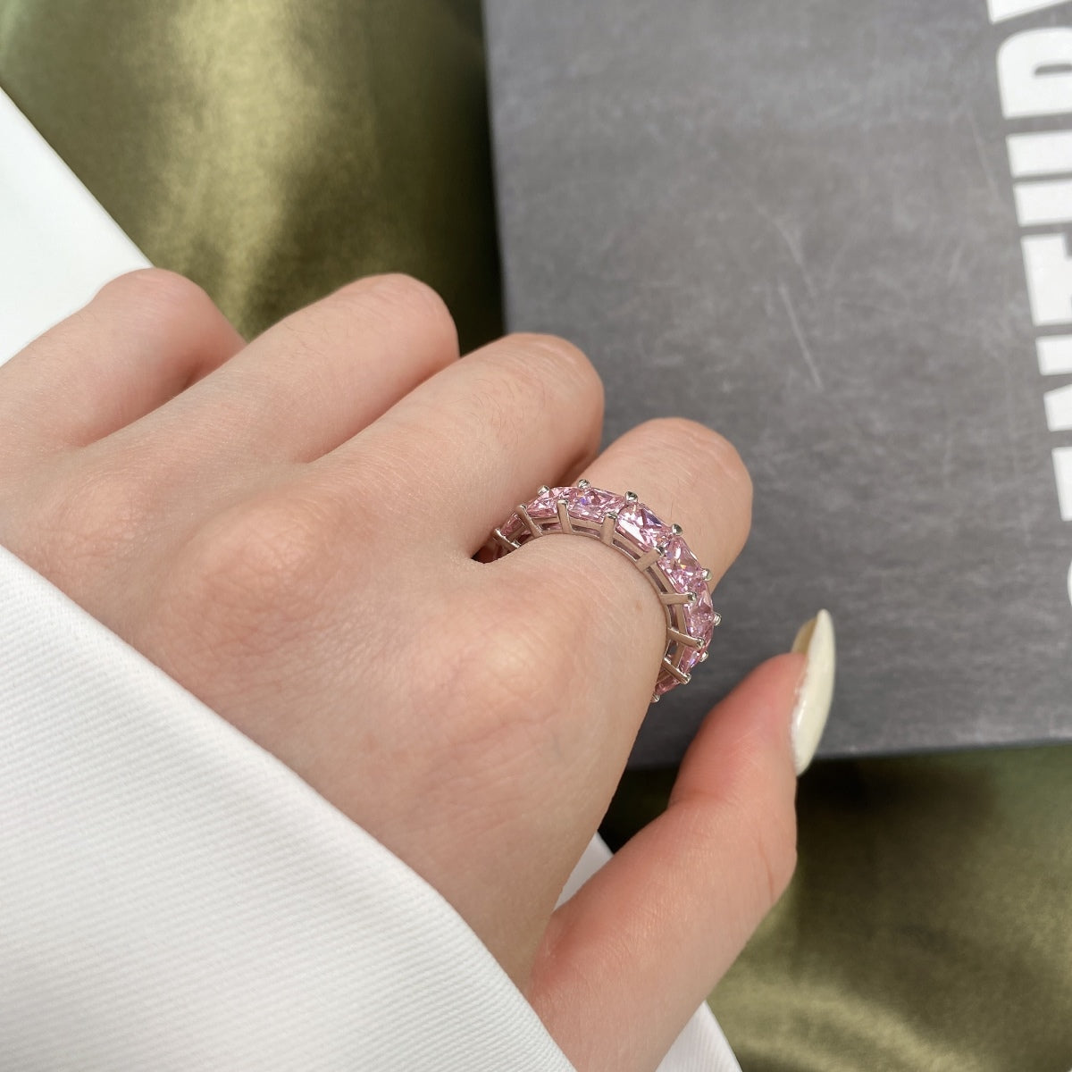 [Vera Jewelry]Elegant Princess Cut Tennis Ring