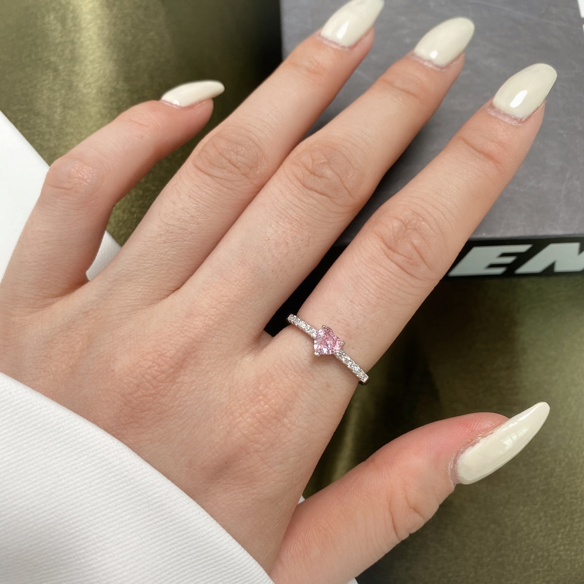 [Vera Jewelry]0.5 Carat CaratEternity Charming Heart Shape Lover Ring