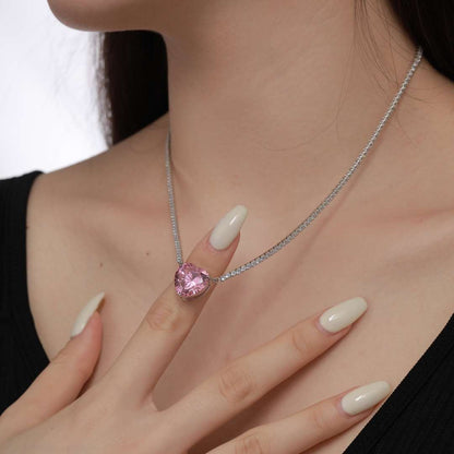 [Vera Jewelry]8.0 Carat Versatile Colorful Sweet Heart-Shaped Tennis Necklace