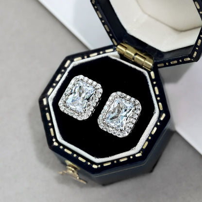 [Vera Jewelry]1.0 Carat Luxurious Dainty Emerald Cut Daily Earrings