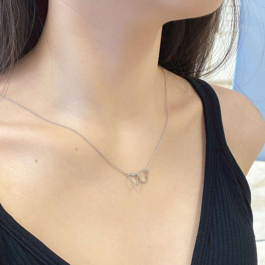 [Vera Jewelry]Sterling Silver Love Double Ring Necklace