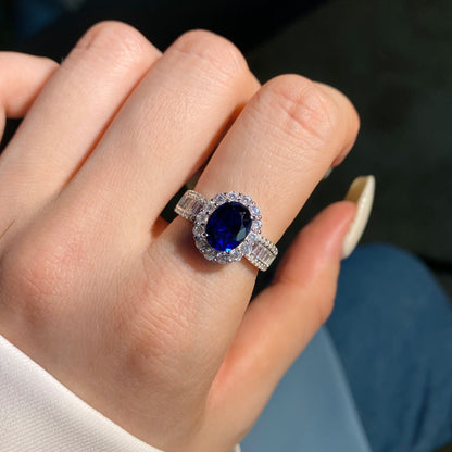 [Vera Jewelry]1.5 Carat Dazzling Charming Oval Cut Banquet Ring