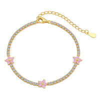 [Vera Jewelry]Sparkling Flower Shape Tennis Bracelet