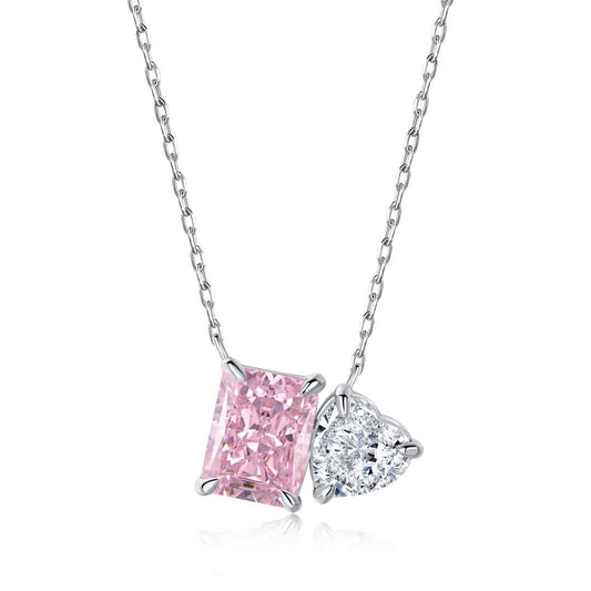 [Vera Jewelry] Schillernde quadratische & herzförmige Halskette