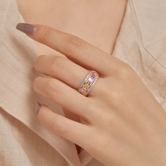 [Vera Jewelry]Radiant Colorful Radiant Cut Daily Ring