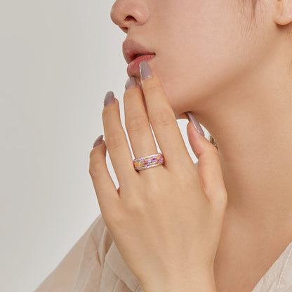 [Vera Jewelry]Radiant Colorful Radiant Cut Daily Ring