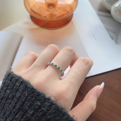 [Vera Jewelry]Exquisite Colorful Round Cut Tennis Ring