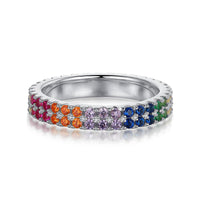 [Vera Jewelry]Unique Colorful Round Cut Tennis Ring