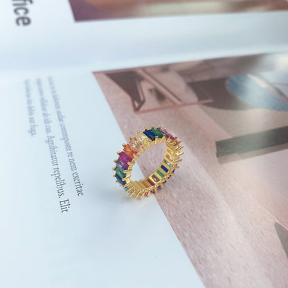 [Vera Jewelry]Unique Colorful Radiant Cut RIng