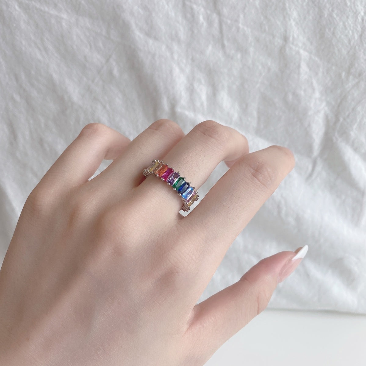[Vera Jewelry]Unique Colorful Radiant Cut RIng
