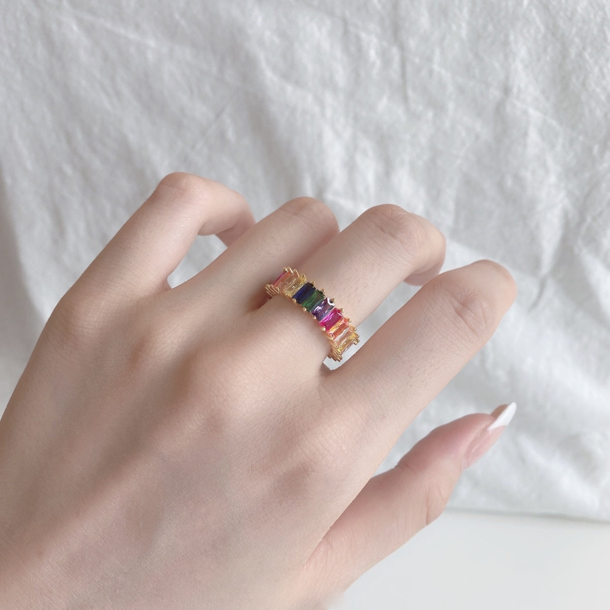 [Vera Jewelry]Unique Colorful Radiant Cut RIng