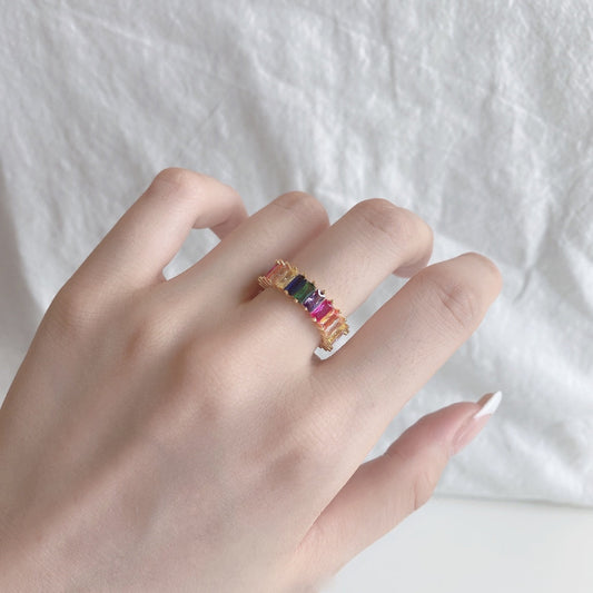[Vera Jewelry]Unique Colorful Radiant Cut RIng