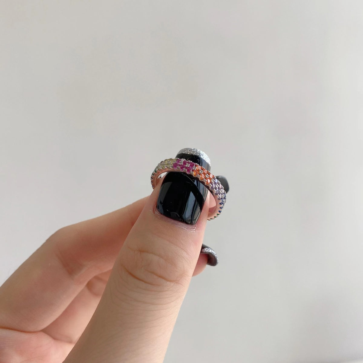 [Vera Jewelry]Unique Colorful Round Cut Tennis Ring