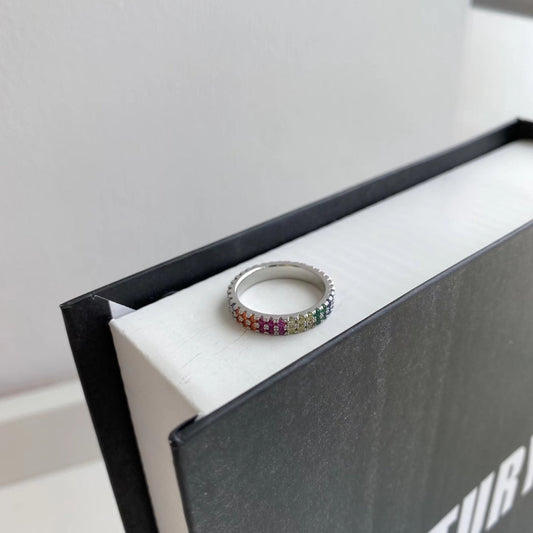 [Vera Jewelry]Unique Colorful Round Cut Tennis Ring