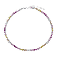 [Vera Jewelry]Sparkling Colorful Full Heart Tennis Necklace