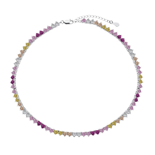 [Vera Jewelry]Sparkling Colorful Full Heart Tennis Necklace
