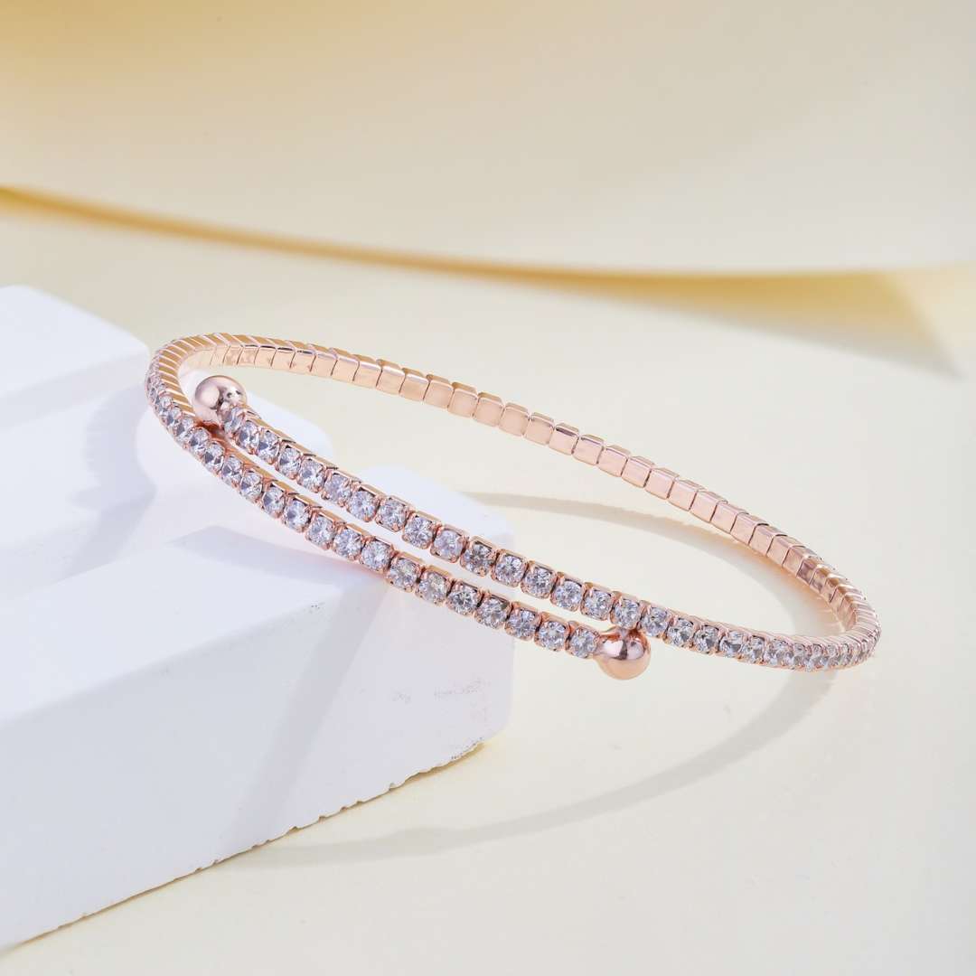 [Vera Jewelry]Row of Diamonds Round Fashion Bracelet