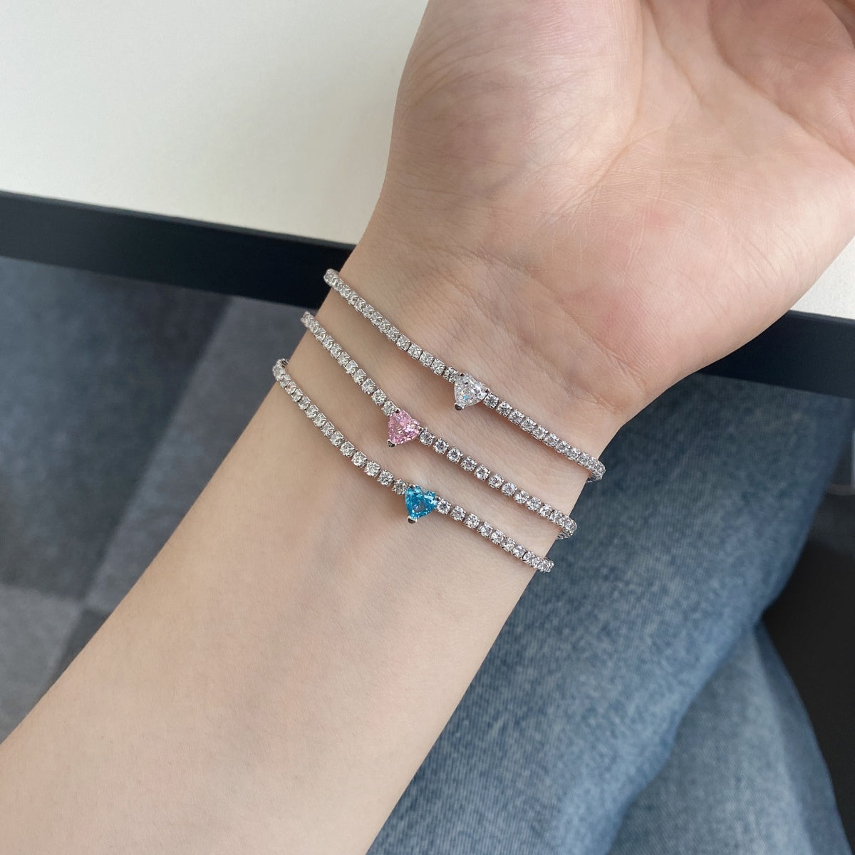 [Vera Jewelry]0.5 Carat Elegant Romantic Heart Shape Lover Bracelet