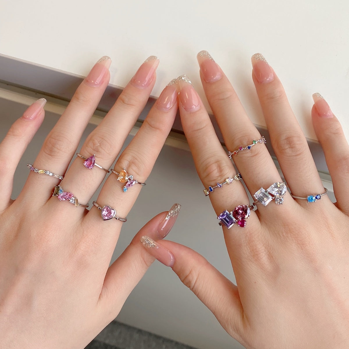 [Vera Jewelry]Radiant Colorful Round Cut Daily Ring