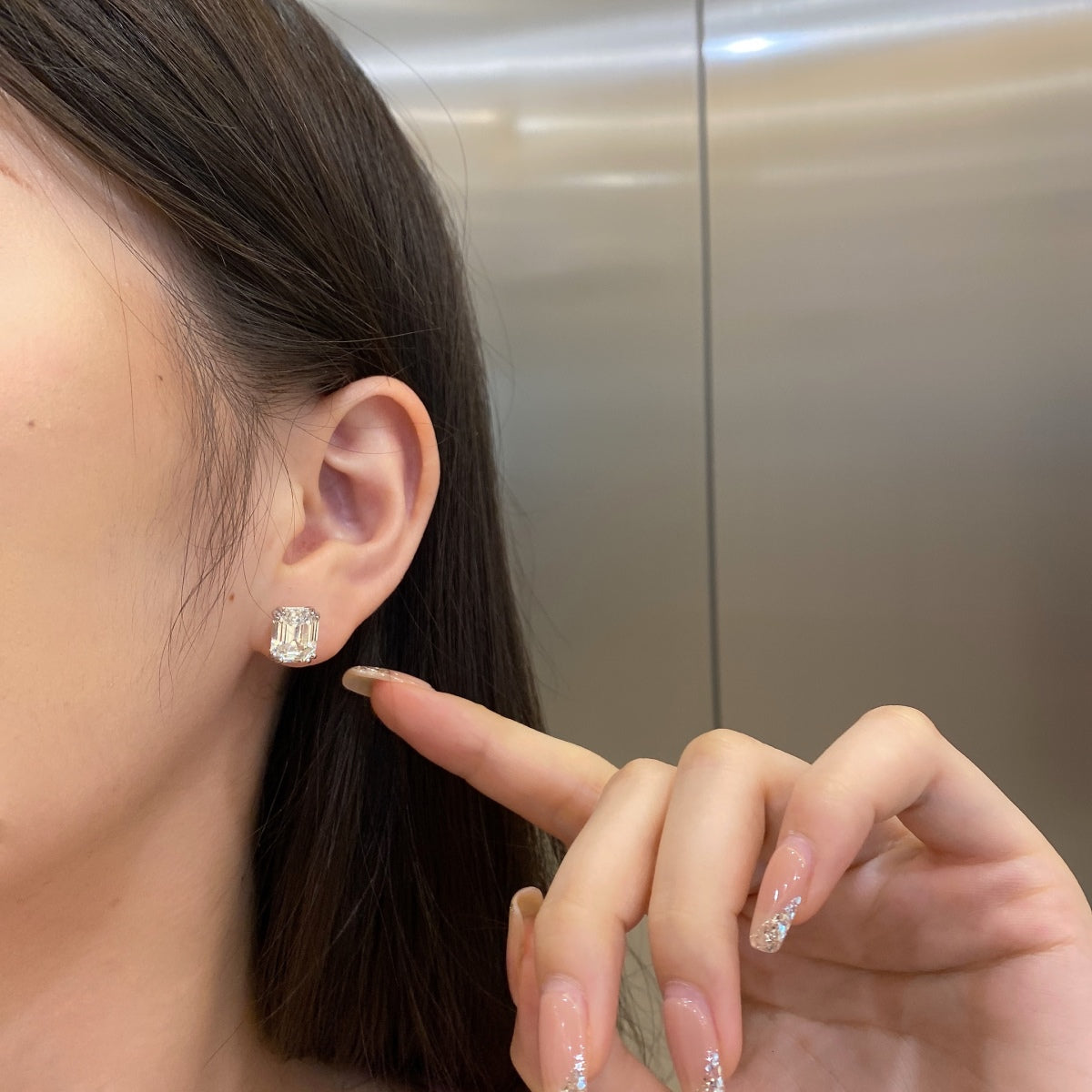 [Vera Jewelry]Dazzling Square Shape Earrings