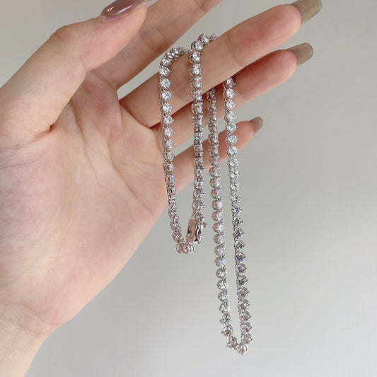 [Vera Jewelry]Ornate Heart Cut Tennis Necklace