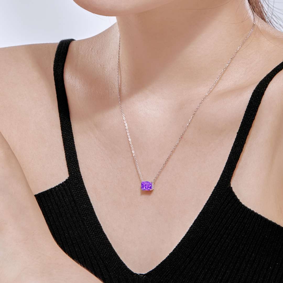 [Vera Jewelry]Luxurious Square Shape Colorful Necalack