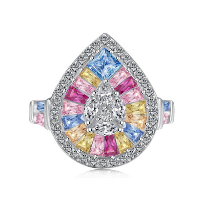 [Vera Jewelry]Elegant Colorful Water Drop Shape Banquet Ring