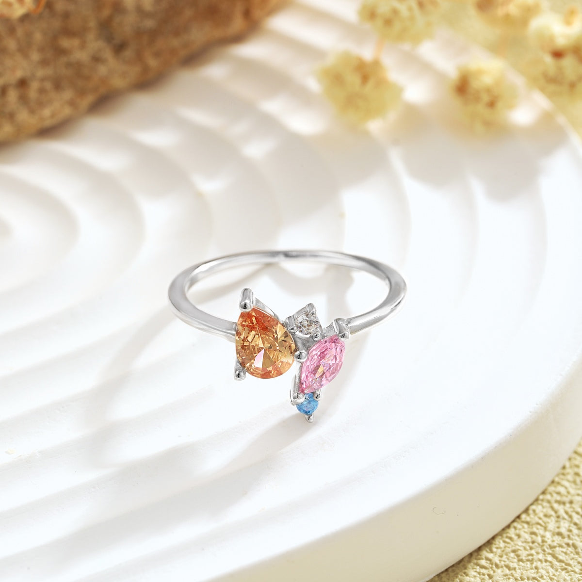 [Vera Jewelry]Radiant Colorful Multi Cut Daily Ring