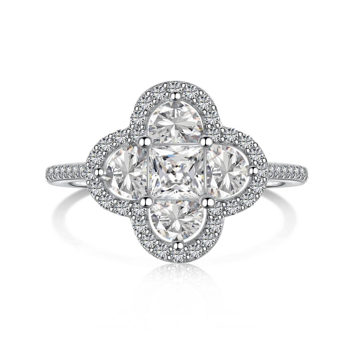 [Vera Jewelry]Luxurious Eternity Flower Shape Banquet Ring
