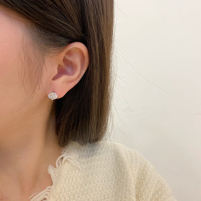 [Vera Jewelry]Stylish Shiny Round Center Stone Stud Earrings