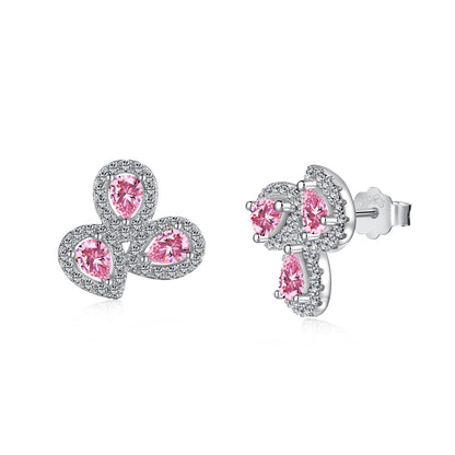 [Vera Jewelry]Ornate Flower Shape Pear Cut Lover Earrings