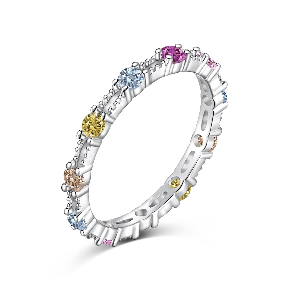 [Vera Jewelry]Sparkling Colorful Round Cut Tennis Ring