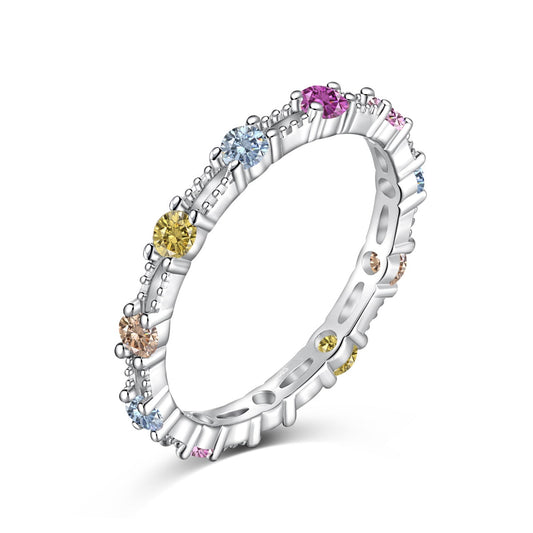 [Vera Jewelry]Sparkling Colorful Round Cut Tennis Ring