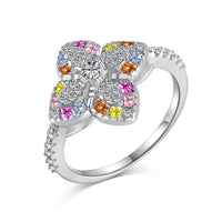 [Vera Jewelry]Luxurious Colorful Flower Shape Banquet Ring