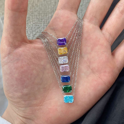[Vera Jewelry]Luxurious Square Shape Colorful Necalack