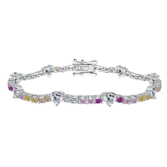 [Vera Jewelry]Romantic Heart Shape Round Cut Lover Bracelet