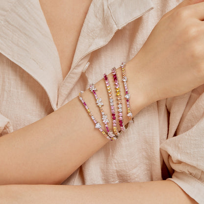 [Vera Jewelry]Ornate Colorful Butterfly Shape Round Cut Daily Bracelet