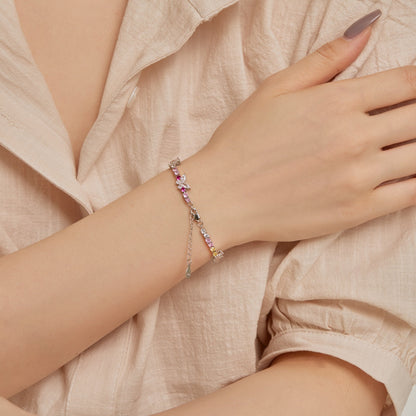 [Vera Jewelry]Ornate Colorful Butterfly Shape Round Cut Daily Bracelet