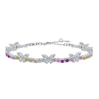 [Vera Jewelry]Ornate Colorful Butterfly Shape Round Cut Daily Bracelet