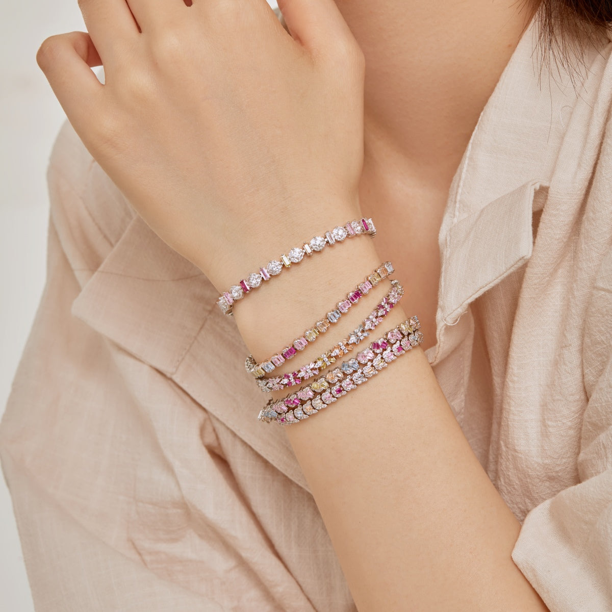 [Vera Jewelry]Radiant Colorful Round Shape Daily Bracelet
