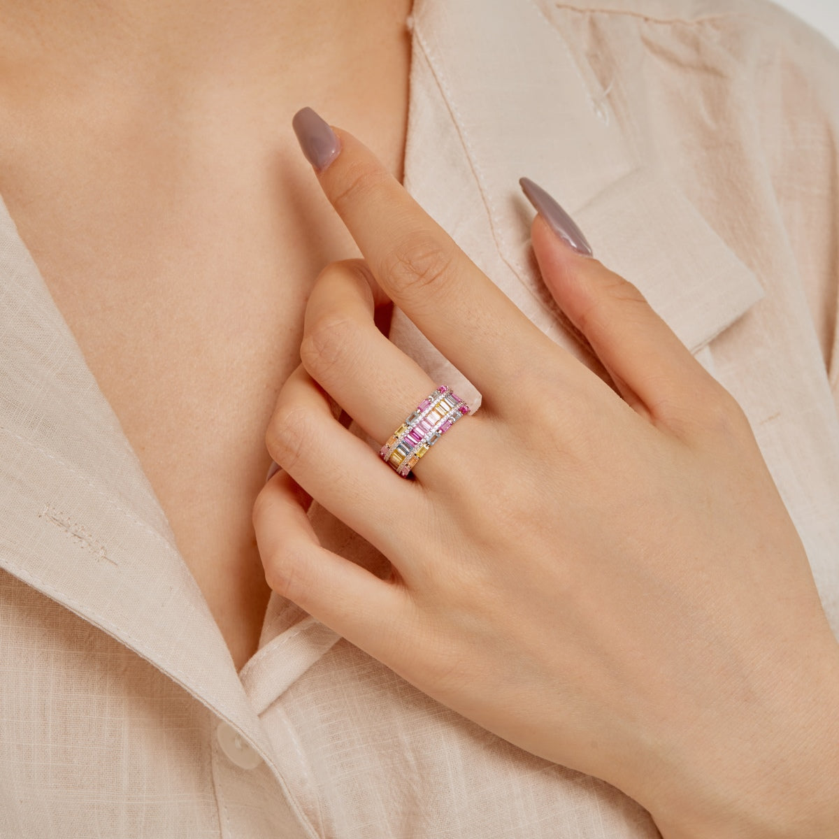 [Vera Jewelry]Dazzling Colorful Radiant Cut Party Ring