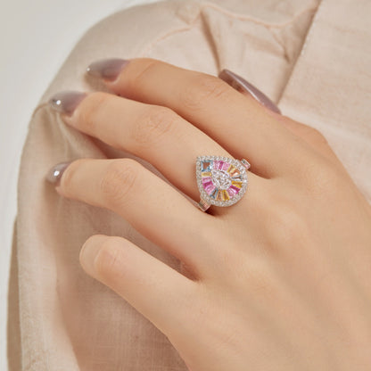 [Vera Jewelry]Elegant Colorful Water Drop Shape Banquet Ring