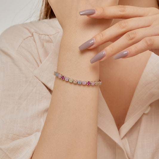 [Vera Jewelry]Delicate Colorful Emerald Cut Daily Bracelet