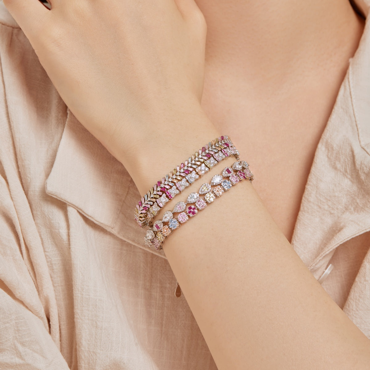 [Vera Jewelry]0.25 Carat Radiant Water Drop Shape Daily Bracelet