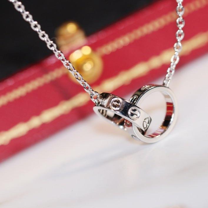[Vera Jewelry]LOVE NECKLACE PINK GOLD AND SILVER
