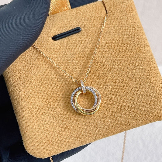 [Vera Jewelry]TRINITY NECKLACE SILVER GOLD PINK GOLD DIAMONDS
