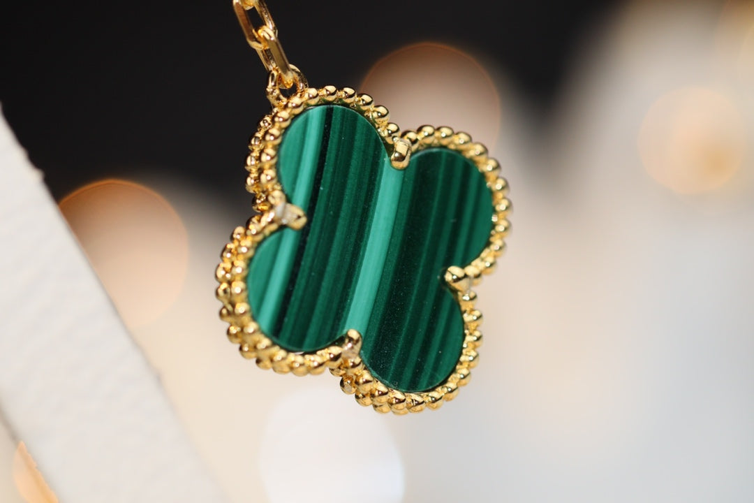 [Vera  Jewelry]CLOVER EARRINGS GOLD MALACHITE DIAMOND 3 MOTIF